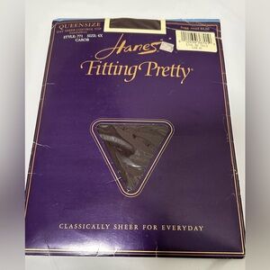 Hanes Vintage Fitting Pretty Sheer Control Top Pantyhose Carob Brown Size 4X